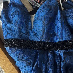 Jolene Size 4 Black and Blue Rose Formal Gown